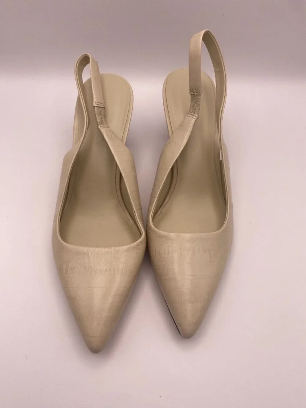 Vince Womens Ivory Pointy Toe Leather Slingback Heel Pump Sz 7